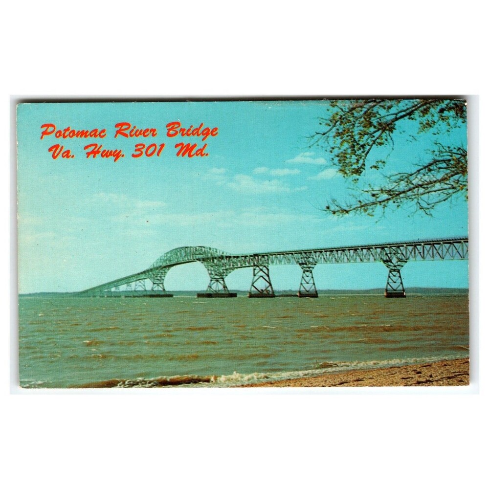 Potomac River Bridge VA MD US Route 301 Vintage Postcard Dexter Press